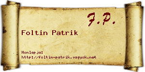 Foltin Patrik névjegykártya